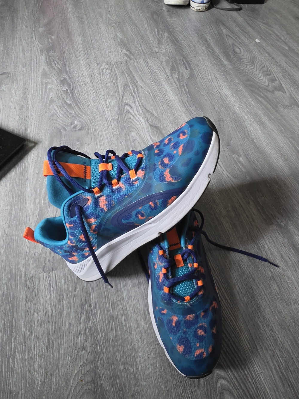 Kids Teal Athletic Sneakers with Orange Accents